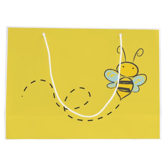 飛行中の蜂が付いている大きいギフトバッグ ラージペーパーバッグ (裏面)
