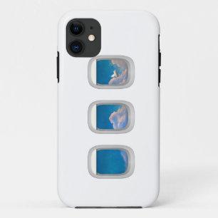 飛行中の豚が飛行機の窓から見えるiPhoneケース iPhone 11 ケース