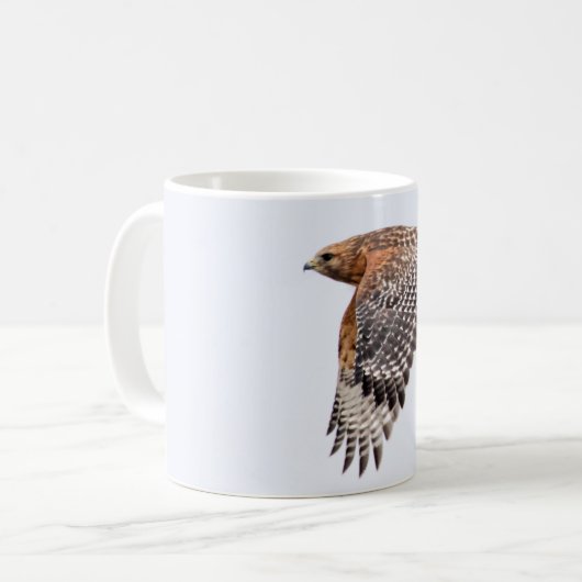 飛行中の赤い背負われたタカ コーヒーマグカップ (正面左)