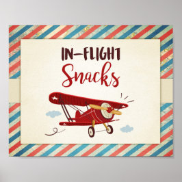 飛行中の軽食のサイン飛行機の食べ物テーブルスナック ポスター