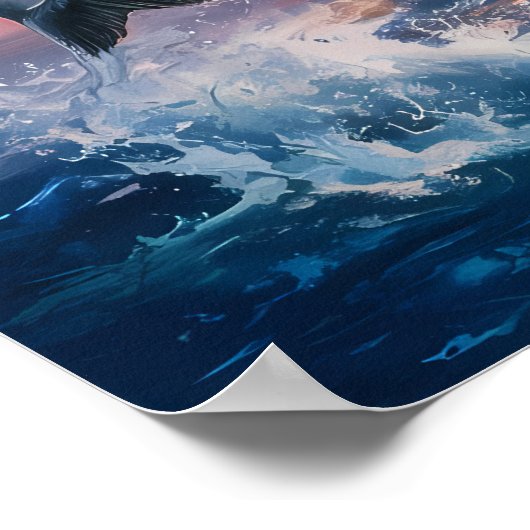 飛行中の陛下：ワシが魚の上に舞い上がる ポスター (角)