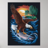 飛行中の陛下：ワシが魚の上を舞い上がる ポスター (正面)