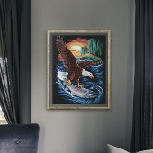 飛行中の陛下：ワシが魚の上を舞い上がる ポスター