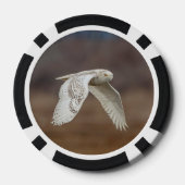 飛行中の雪フクロウ ポーカーチップ (裏面)