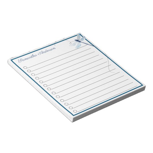 飛行中の青いトンボパーソナライズされたイ ノートパッド (アングル)