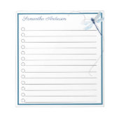 飛行中の青いトンボパーソナライズされたイ ノートパッド (正面)