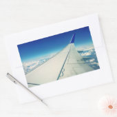 飛行中の飛行機からのウィングビュー 長方形シール (封筒)