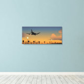 飛行中の飛行機のシルエット キャンバスプリント (インサイチュ (ウッドフロア))