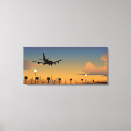 飛行中の飛行機のシルエット キャンバスプリント
