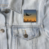 飛行中の飛行機のシルエット 缶バッジ (インサイチュ)