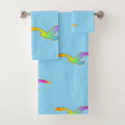 飛行中の鳥のリピーターLt Blue バスタオルセット (インサイチュ)
