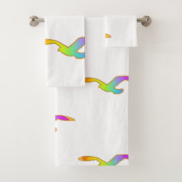 飛行中の鳥の繰り返し白 バスタオルセット