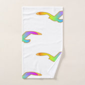 飛行中の鳥の繰り返し白 バスタオルセット (ハンドタオル)