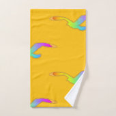 飛行中の鳥の繰り返し黄色 バスタオルセット (ハンドタオル)