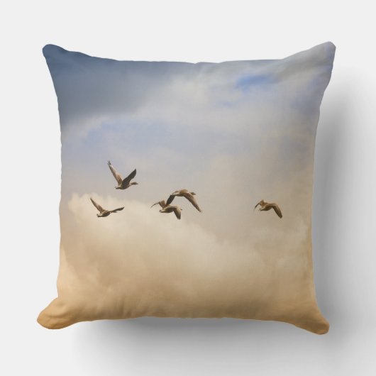 飛行中の鳥の群れ クッション (正面)