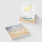 飛行中の鳥の群れ ストーンコースター (横)