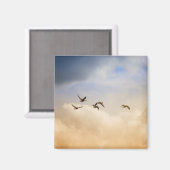 飛行中の鳥の群れ マグネット (正面/裏面)