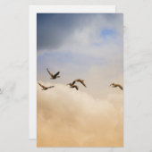 飛行中の鳥の群れ 便箋 (正面/裏面)