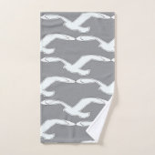 飛行中の鳥バスアクセサリー ダークグレー バスタオルセット (ハンドタオル)