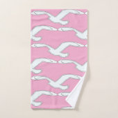 飛行中の鳥バスアクセサリー ピンク バスタオルセット (ハンドタオル)