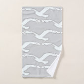 飛行中の鳥バスアクセサリー ライトグレー バスタオルセット (ハンドタオル)