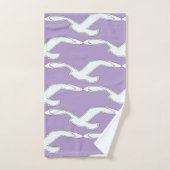 飛行中の鳥バスアクセサリー ラベンダー バスタオルセット (ハンドタオル)