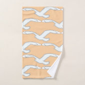 飛行中の鳥バスアクセサリー 桃 バスタオルセット (ハンドタオル)