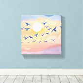 飛行中の鳥 | 日没自然水色 キャンバスプリント (インサイチュ (ウッドフロア))