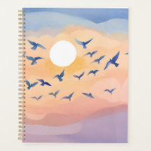 飛行中の鳥 | 日没自然水色