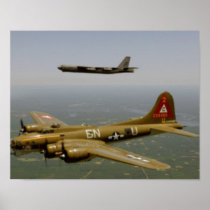 飛行中のB17GおよびB52H爆撃機 ポスター