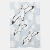 飛行中のBirdorableの内気なアホウドリ キッチンタオル (縦)