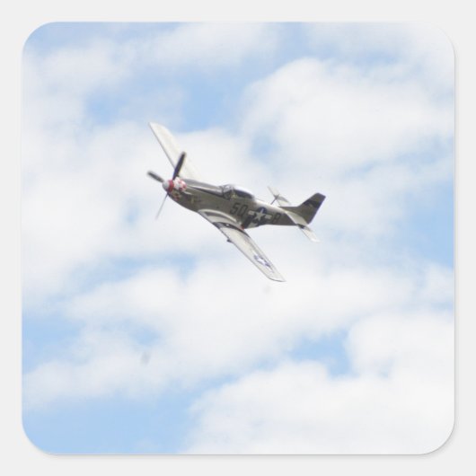 飛行中のP51ムスタング スクエアシール (正面)