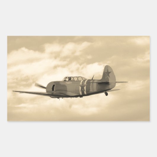 飛行中のYak 11 長方形シール (正面)