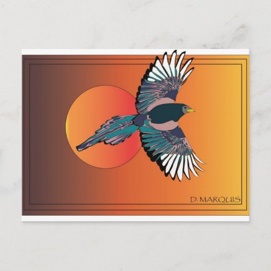 飛行中はがき中の鳥 ポストカード (正面)