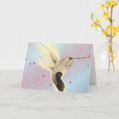 飛行中ハミングバード折りグリーティングカード カード (黄色い花)