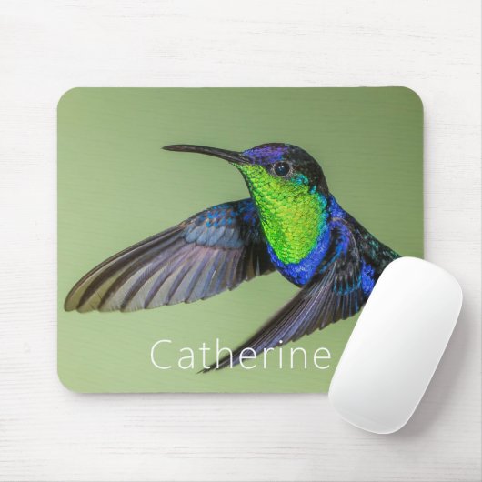 飛行名の中の木の精のハミングバパーソナライズされたード マウスパッド (マウス)