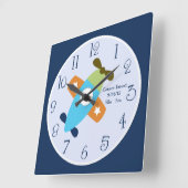 飛行壁パーソナライズされた時計を取り込む飛行機 スクエア壁時計 (傾斜)