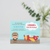 飛行士の男の子の飛行機のバースデーパーティ招待状 招待状 (スタンド正面)