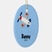 飛行士の飛行機のパーソナライズなクリスマスのオーナメント セラミックオーナメント (右)