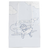 飛行士パイロット飛行機貨物大切図書ギフト ミディアムペーパーバッグ (裏面)