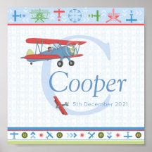 飛行士ヴィンテージパーソナライズされた飛行機名ポスター