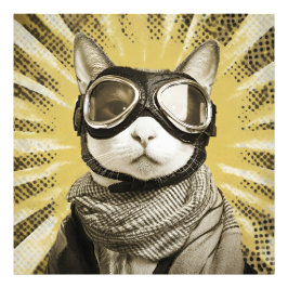 飛行士猫ゴーグル サンバースト肖像画 フォトプリント