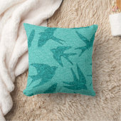 飛行日本の中のツバメ、ターコイズ及びアクア クッション (ブランケット)