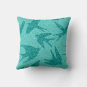 飛行日本の中のツバメ、ターコイズ及びアクア クッション (裏面)