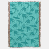 飛行日本の中のツバメ、ターコイズ及びアクア スローブランケット (正面縦)