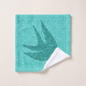 飛行日本の中のツバメ、ターコイズ、アクアバ バスタオルセット (ウォッシュタオル)
