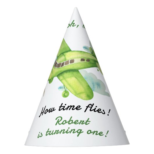 飛行機ああ私のタイムフライ最初の誕生日 パーティーハット (正面)