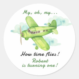 飛行機ああ私のタイムフライ最初の誕生日 ラウンドシール