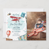 飛行機ああ私のタイムフライ最初の誕生日 招待状 (正面)