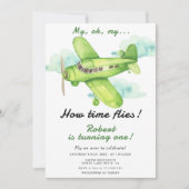 飛行機ああ私のタイムフライ最初の誕生日 招待状 (正面)